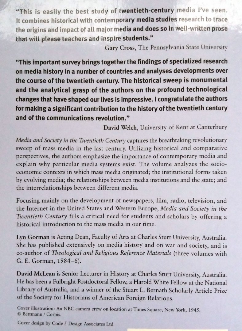 Gorman, Lyn - McLean, David - Media and Society in the Twentieth Century (A Historical Introduction) (ENGELSTALIG)