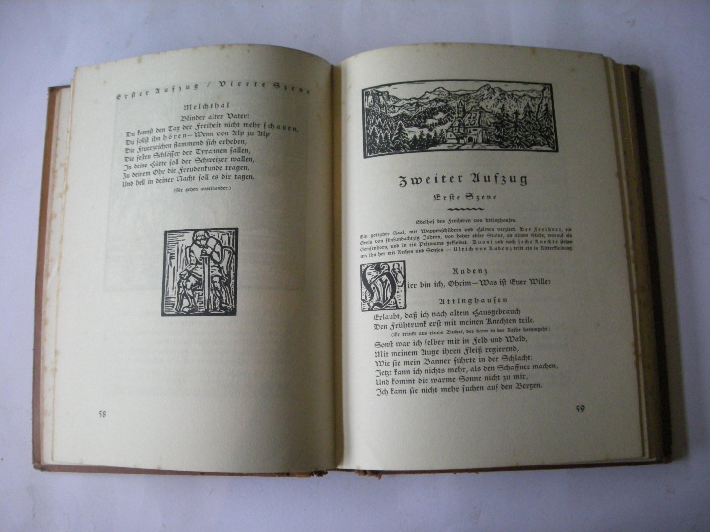 Schiller, Friedrich v.  /  Klemm, Walter, houtsnedes - Wilhelm Tell. Schauspiel. Anlasslich des 125.Jahrestages der ersten Auffuhrung des Schauspeils in Weimar am 17.Marz 1804