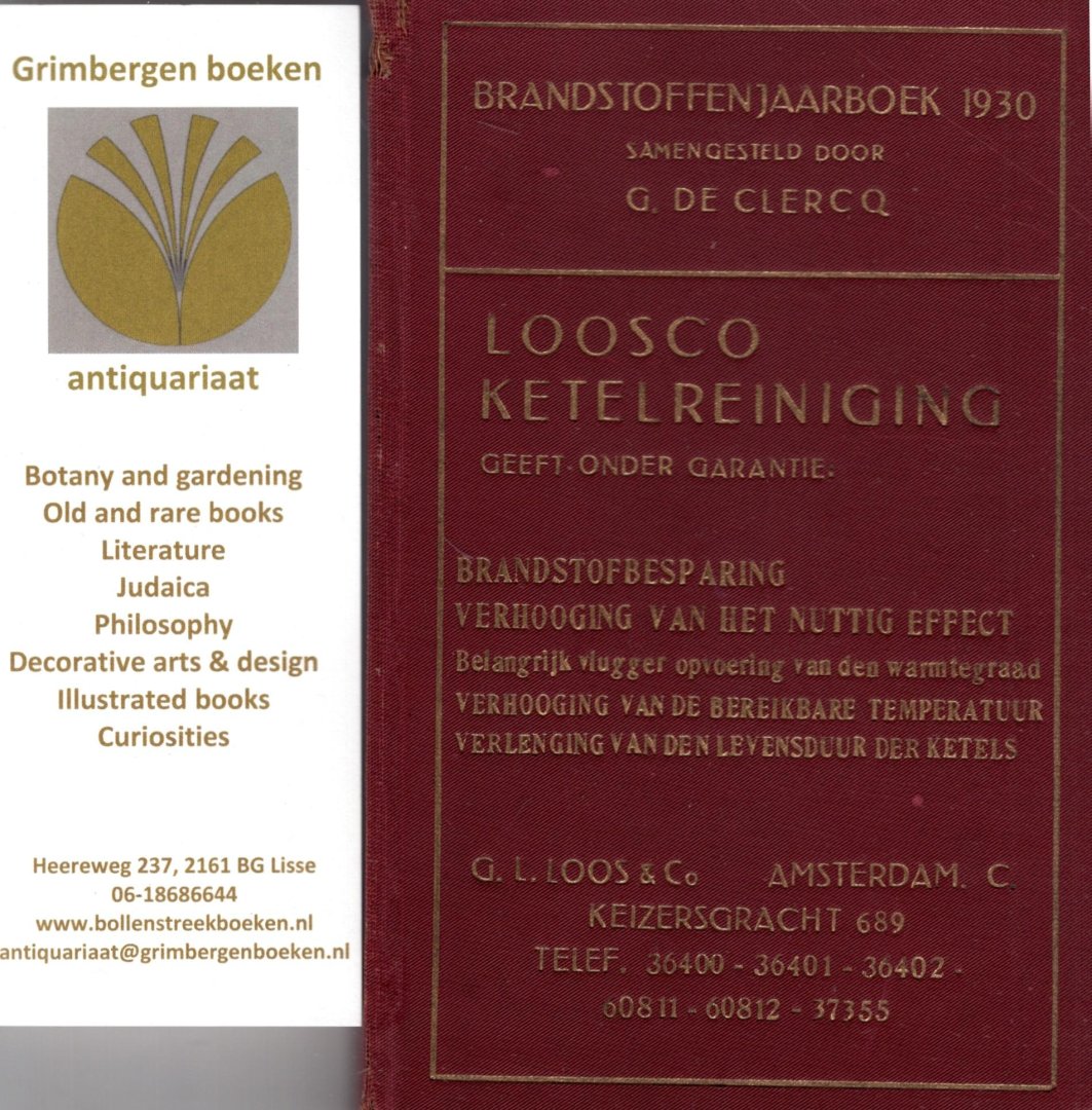 Clercq, G. de - Brandstoffen jaarboek 1930.