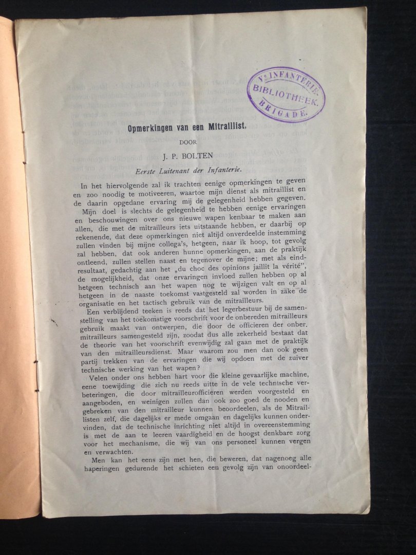 Bolten, J.P. - Opmerkingen van een mitraillist, 2 delen