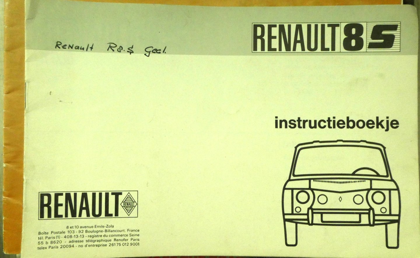 Renault - Renault 8S Instructieboekje 1968 R1136