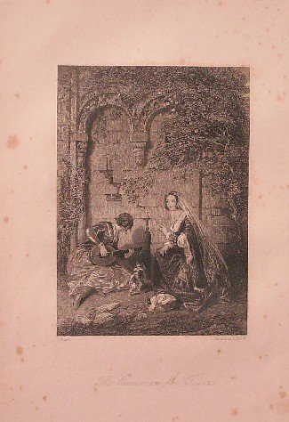 antique print (prent) - The crevice in the Tower. (J. Nash).