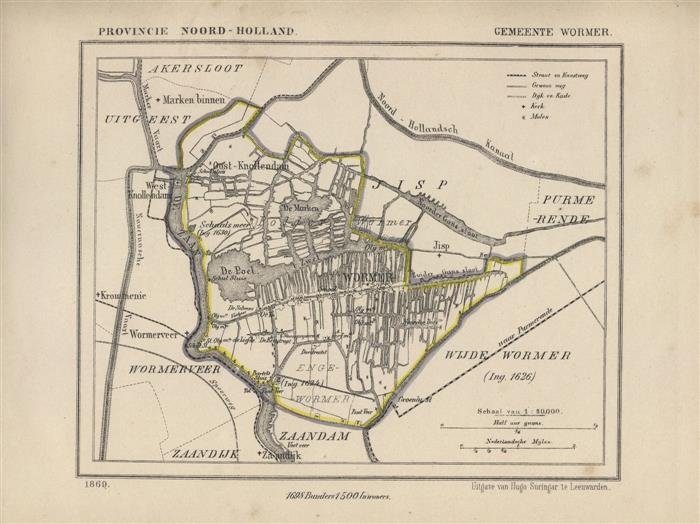 Kuyper Jacob. - Wormer.  Map Kuyper Gemeente atlas van Noord Holland