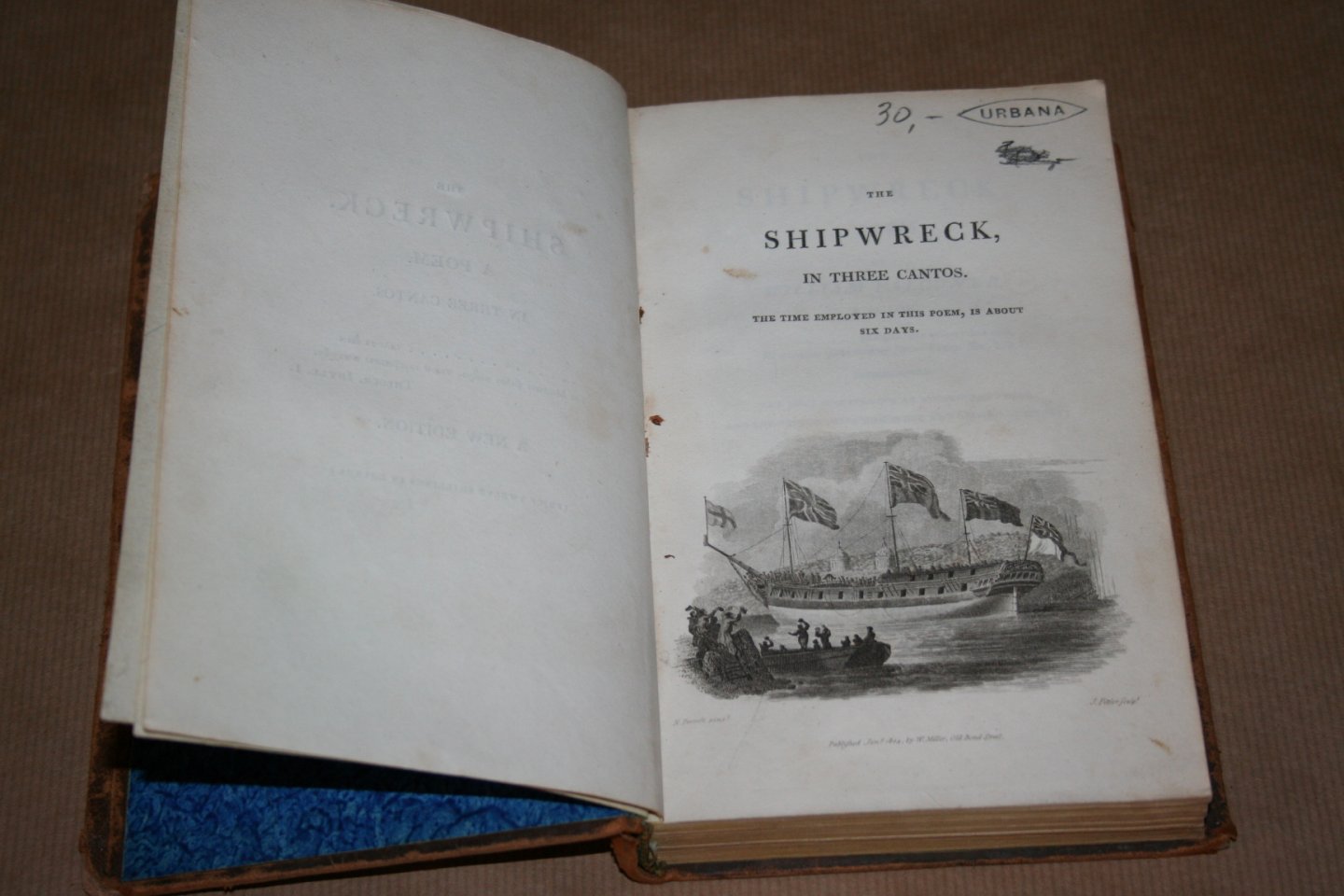 William Falconer - The shipwreck --  A poem in three cantos   (with the life of the author by J.S. Clarke)