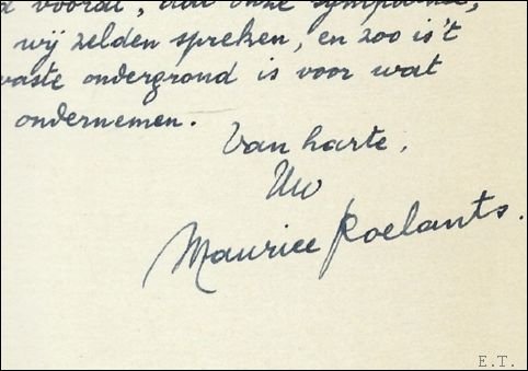 ROELANTS, Maurice; - Alles komt terecht, ** Met handschrift als opdracht aan Albert Van Hoogenbemt, gesigneerd