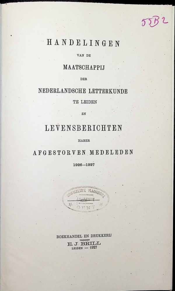 Collectief - Handelingen van de Maatschappij der Nederlandsche Letterkunde te Leiden en Levensberichten harer Afgestorven Medeleden 1926-1927