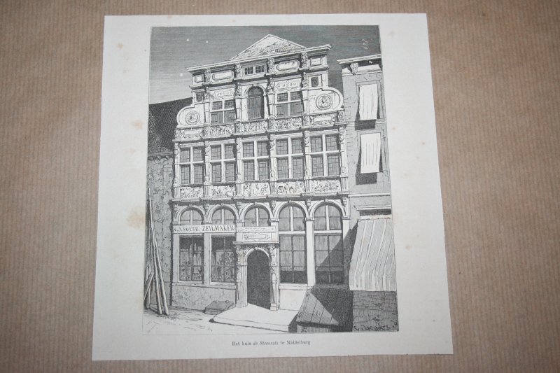  - Antieke gravure - Huis de Steenrots te Middelburg (Zeeland) - 1875