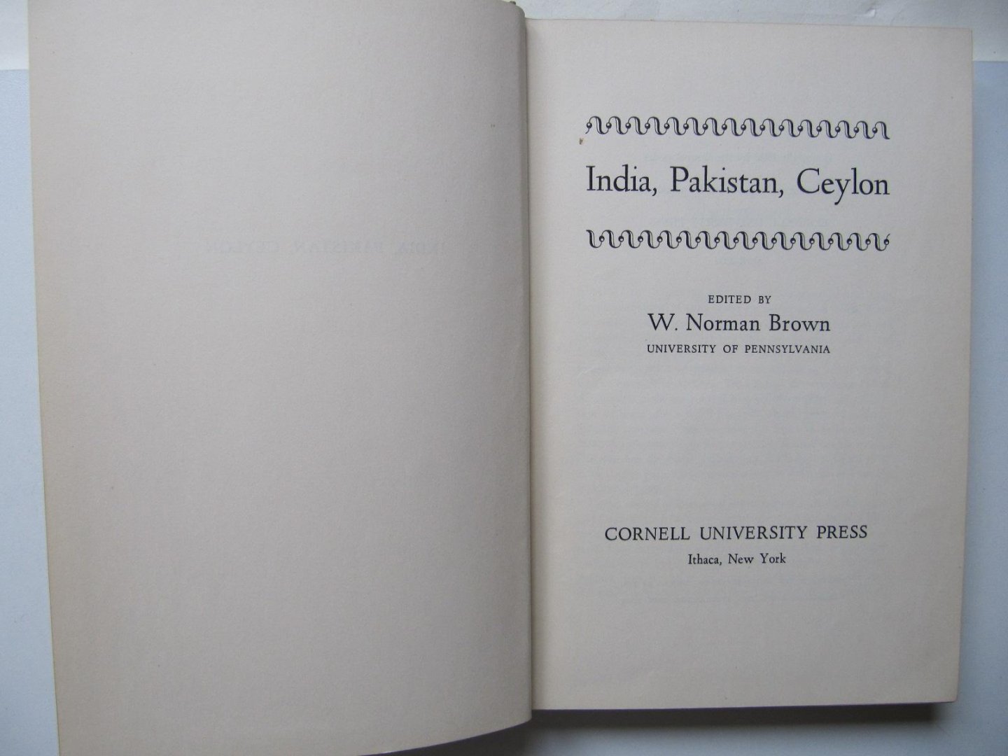 W. Norman Brown - India, Pakistan, Ceylon