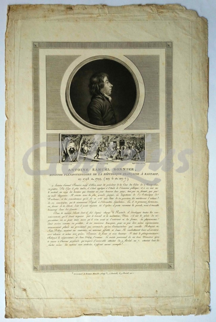 LEVACHEZ, CHARLES, - Antoine Samuel Bonnier, ministre plénipotentiaire de la République Française à Rastadt en 1798 en 1799