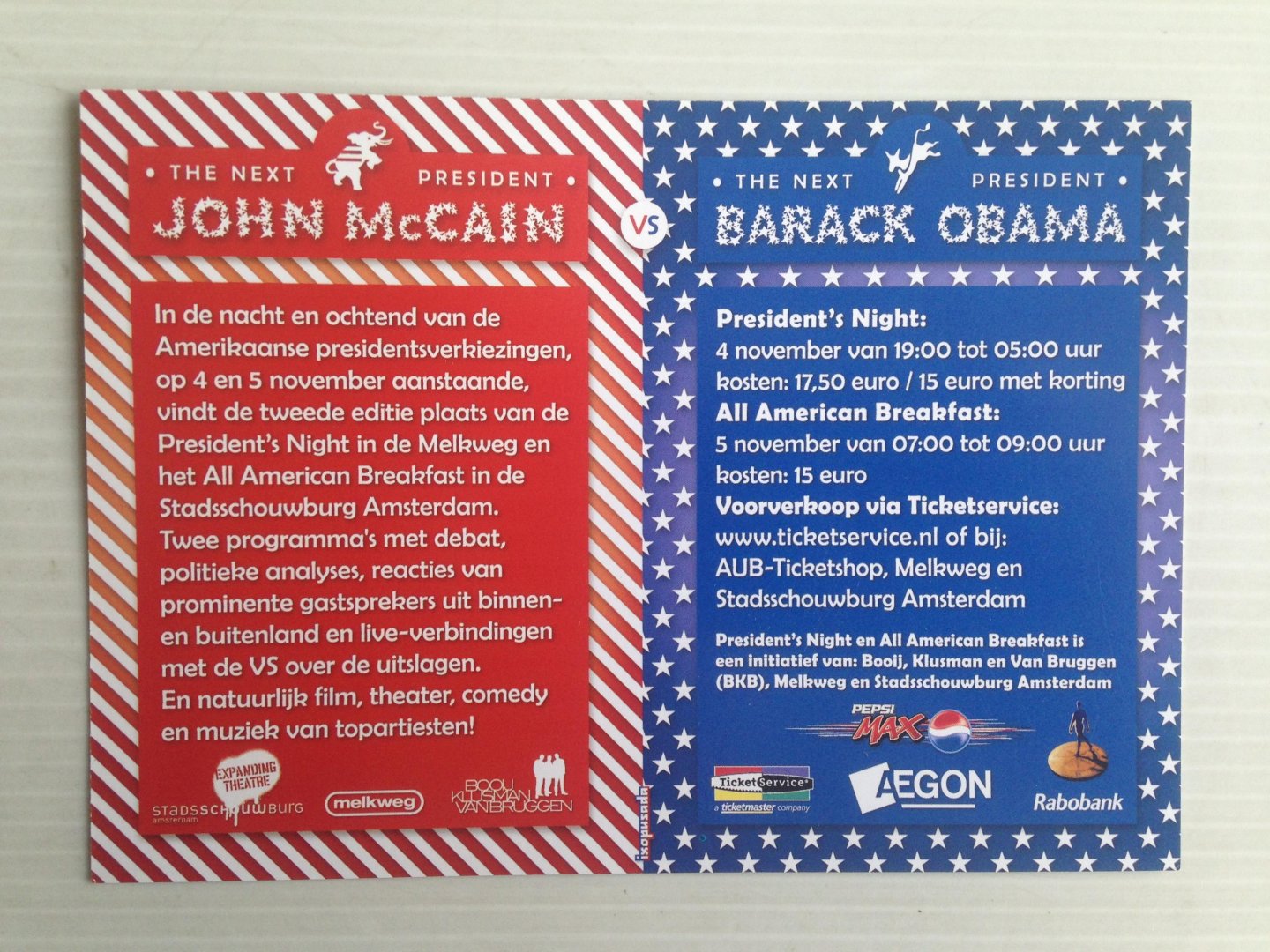  - Flyer President’s Night Melkweg [Obama]