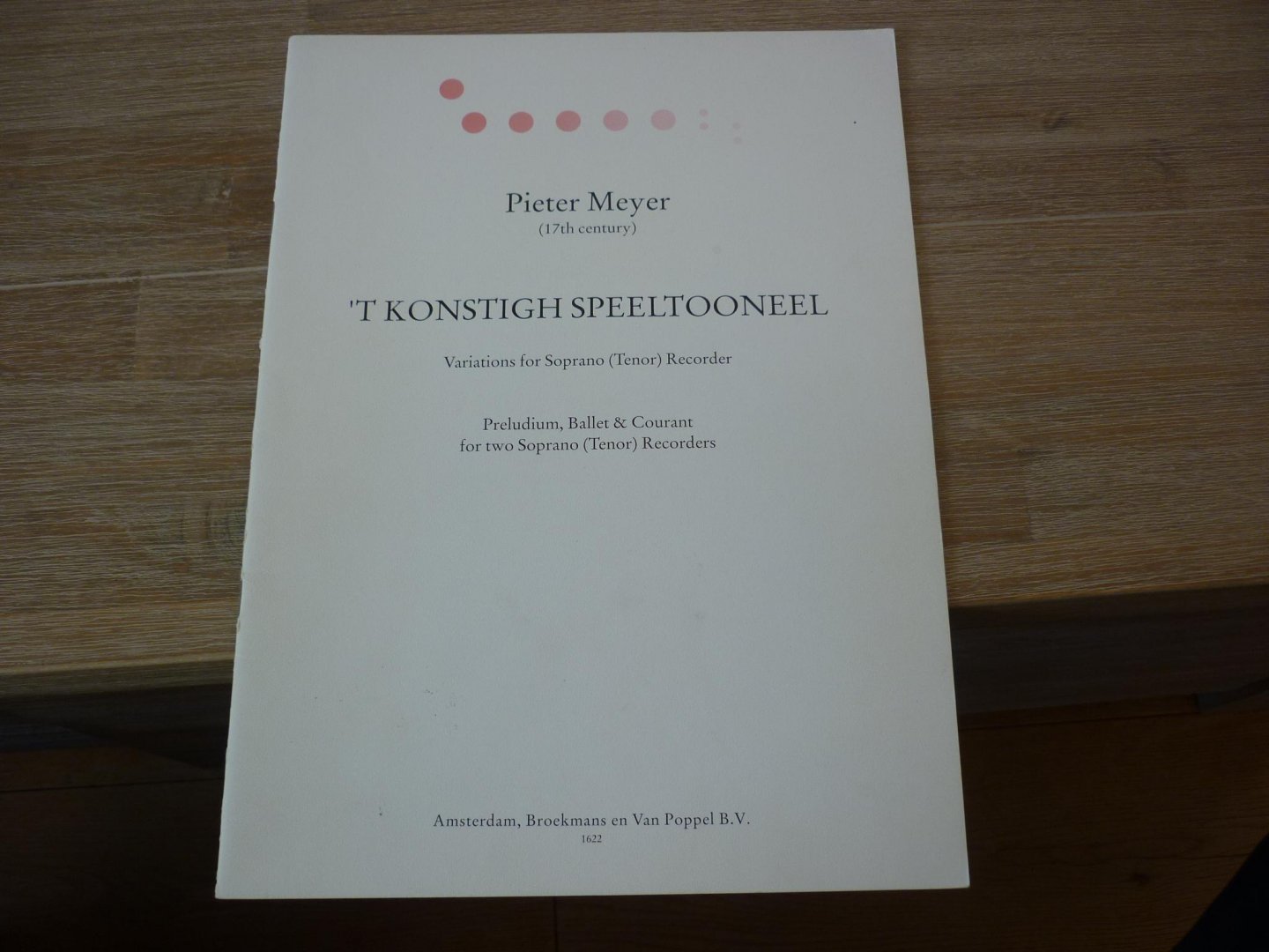 Pieter Meyer (†c.1670) - 't Konstigh Speeltooneel - Variations / voor: 2 sopraanblokfluiten [tenorblokfluiten]