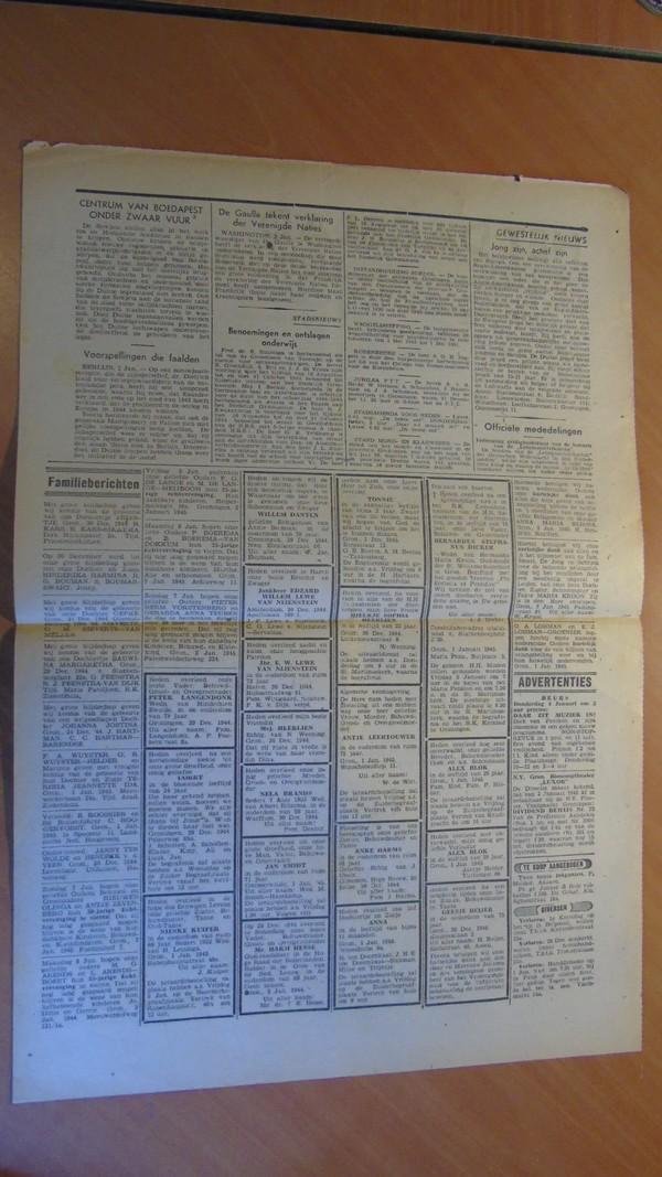 Redactie - Dagblad voor het Noorden. 1e jaargang No. 131 Woensdag 3 januari 1945 (origineel)