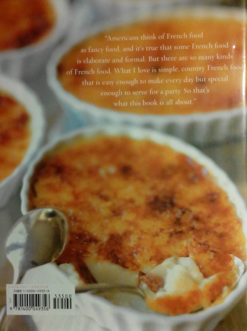 Garten , Ina .   [ isbn 9781400049356 ] - Barefoot in Paris . ( Easy French Food You Really Can Make at Home . )  Hearty boeuf Bourguignon served in deep bowls over a garlic-rubbed slice of baguette toast; decadently rich croque monsieur, eggy and oozing with cheese; gossamer crème brulee, -