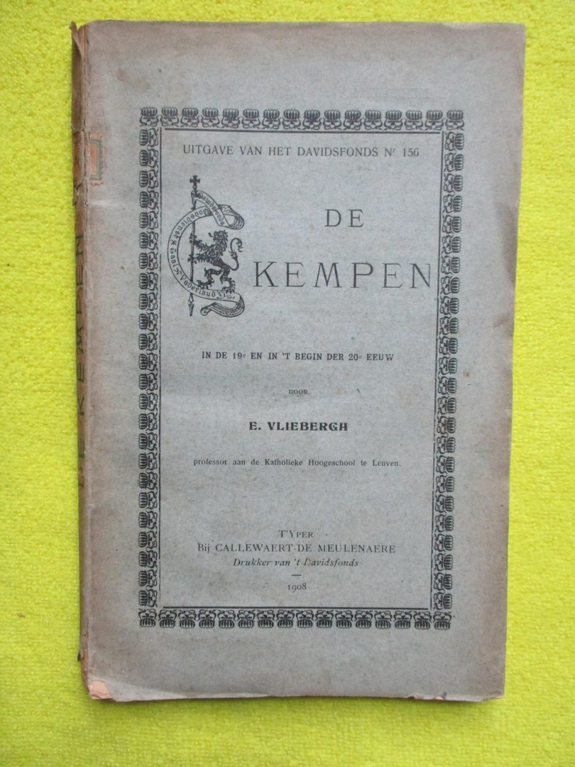 Vliebergh, Emile. - De Kempen in de 19e en begin 20e eeuw.