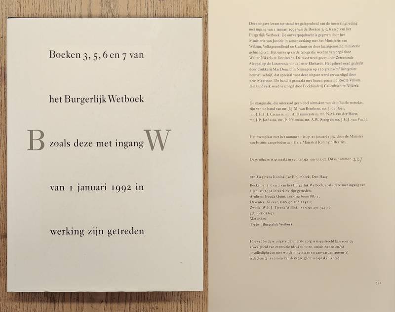 BENTHEM, J.J.M. VAN., BOER, J. DE., CREMERS, J.H.F.J. & HAMMERSTEIN, A. - Boeken 3, 5, 6 en 7 van het Burgerlijk Wetboek, zoals deze met ingang van 1 januari 1992 in werking zijn getreden