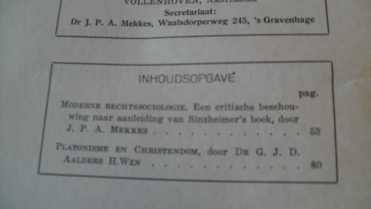 Redactie: Bohatec Diemer Dooyeweerd Stoker van Til en Vollenhoven - Philosophia Reformata ( orgaan van de ver. voor Calvinistische Wijsbegeerte)