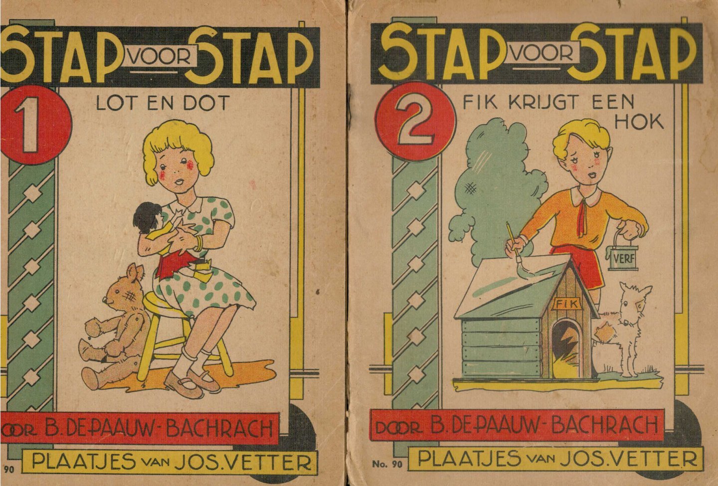 Paauw-bachrach, B De / Illustraties Jos Vetter - Stap voor stap 1. Lot en Dot 2. Fik krijgt een hok Illustraties Vetter, Jos voor het 1 ste en 2de schooljaar