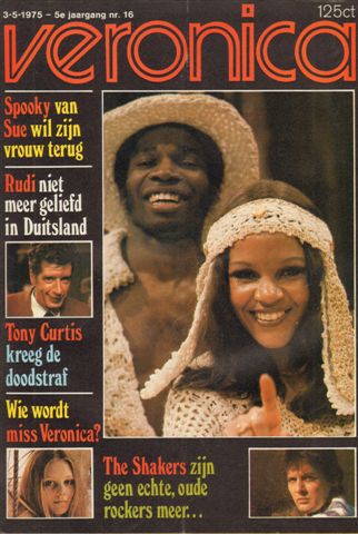 Diverse auteurs - Veronica 1975 nr. 16, Programmablad Radio Veronica, 5e jaargang met o.a. HITPARADES / SPOOKY AND SUE (4 p. + cover)/10 CC (2 p.)/LONG TALL ERNIE AND THE SHAKERS (4 p.)/  FOCUS (2 p.), goede staat (hoekje weggeknipt cover)