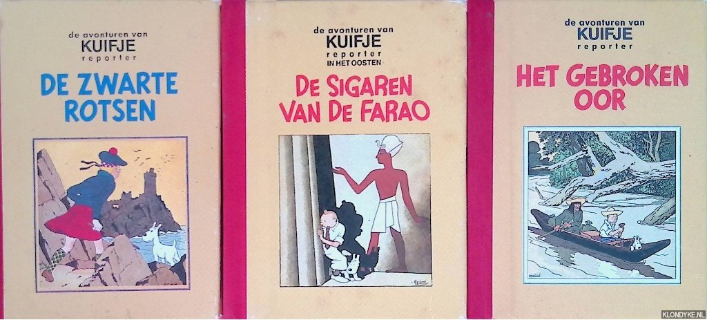 Hergé - 3 minialbums: 1) De zwarte rotsen; 2) De sigaren van de farao; 3) Het gebroken oor