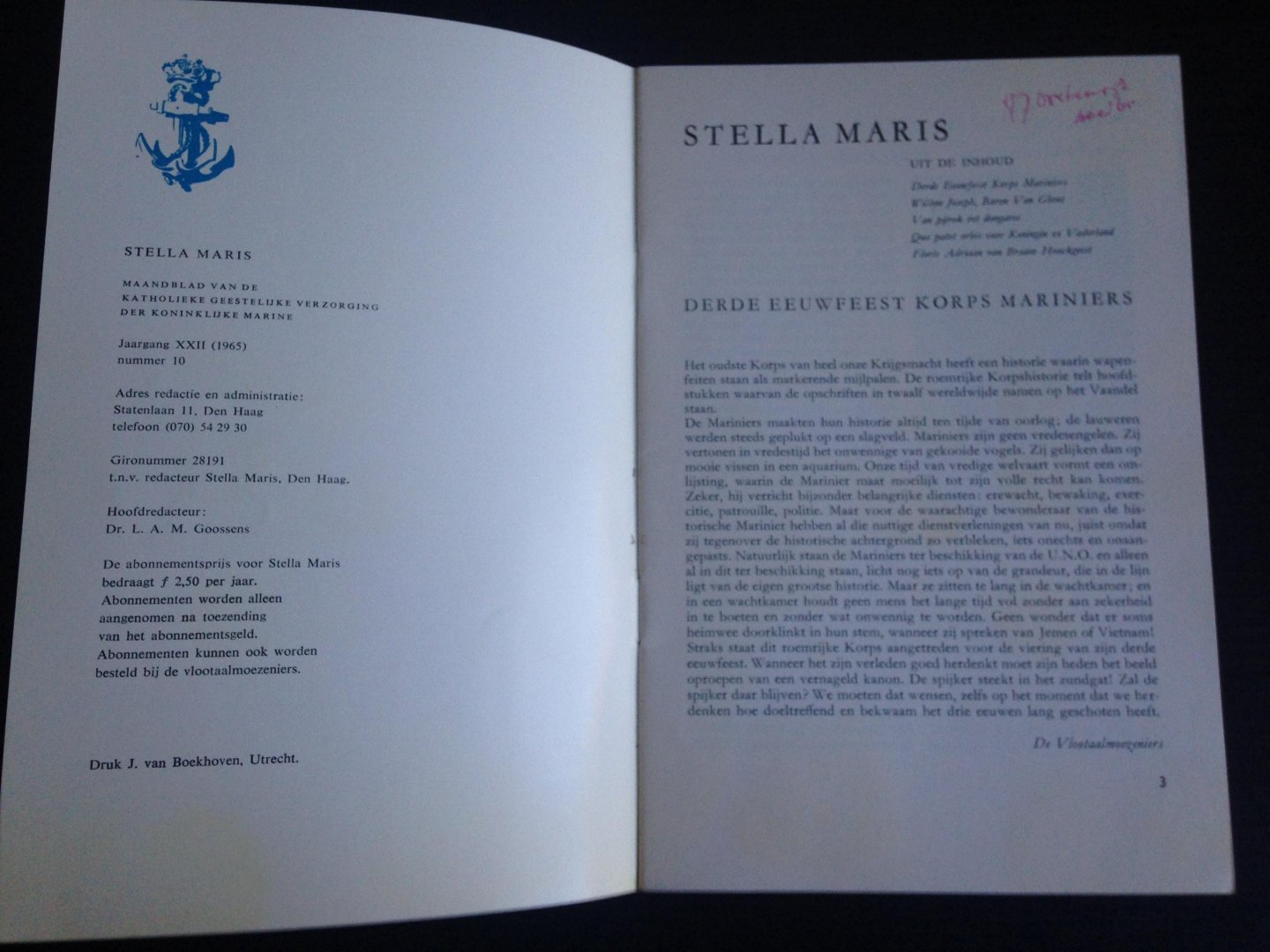  - Derde eeuwfeest Korps Mariniers