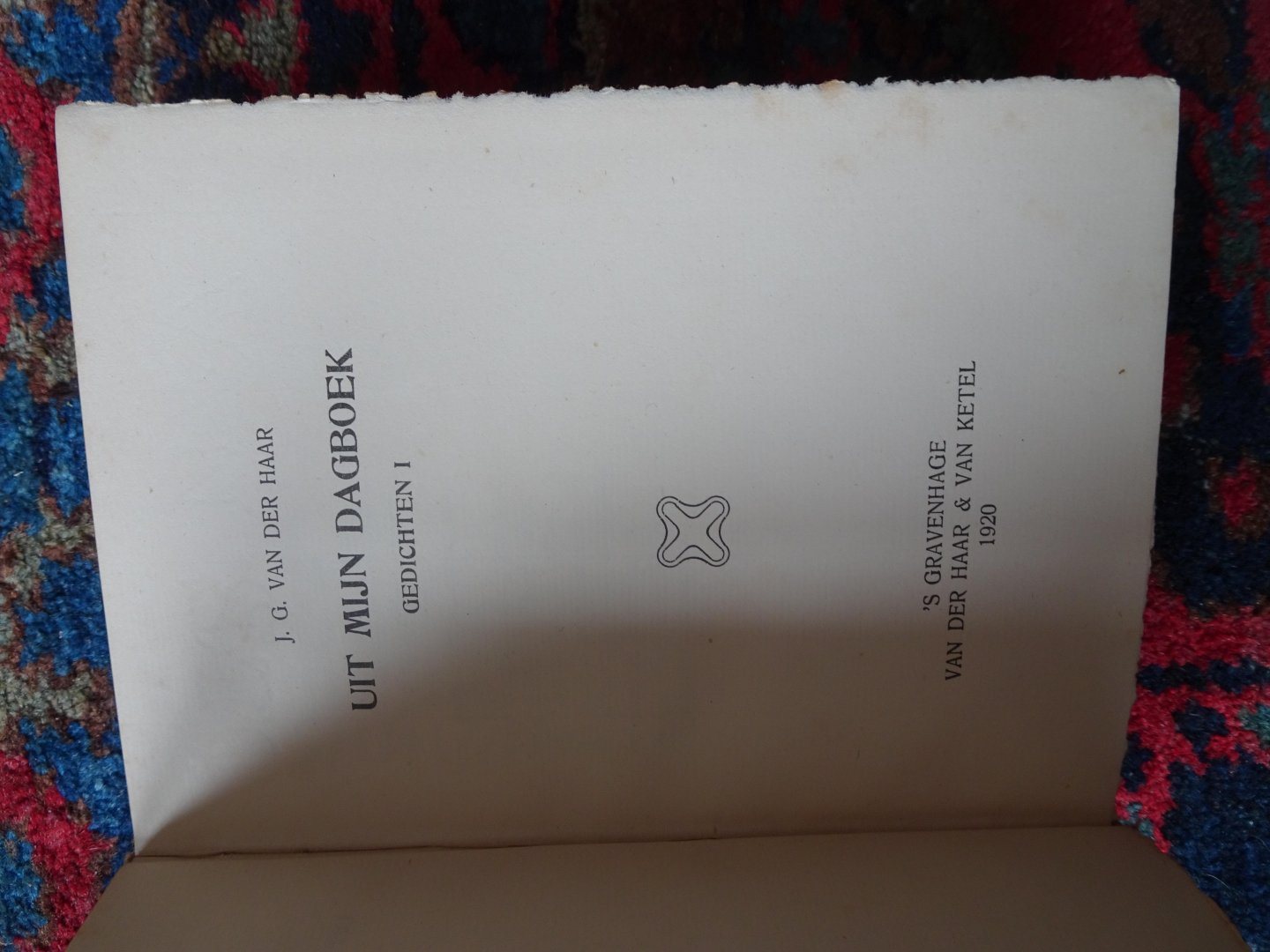 Haar, J.G. van der (ps. W. van Weide) - UIT MIJN DAGBOEK Gedichten I