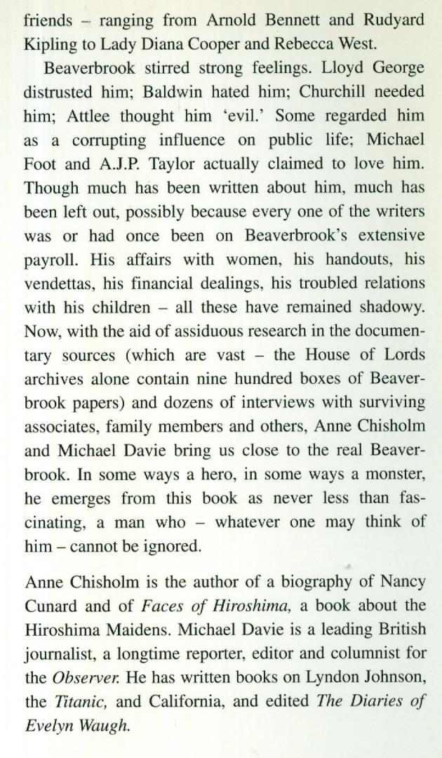 Chisholm, Anne and Michael Davie - Lord Beaverbrook - a life