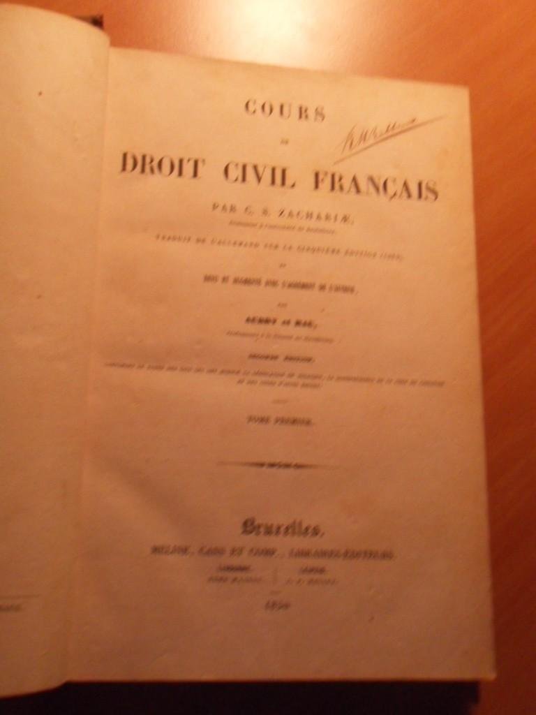 Zachariae, C.S. - Cours de droit civil français. Tome premier. Seconde edition