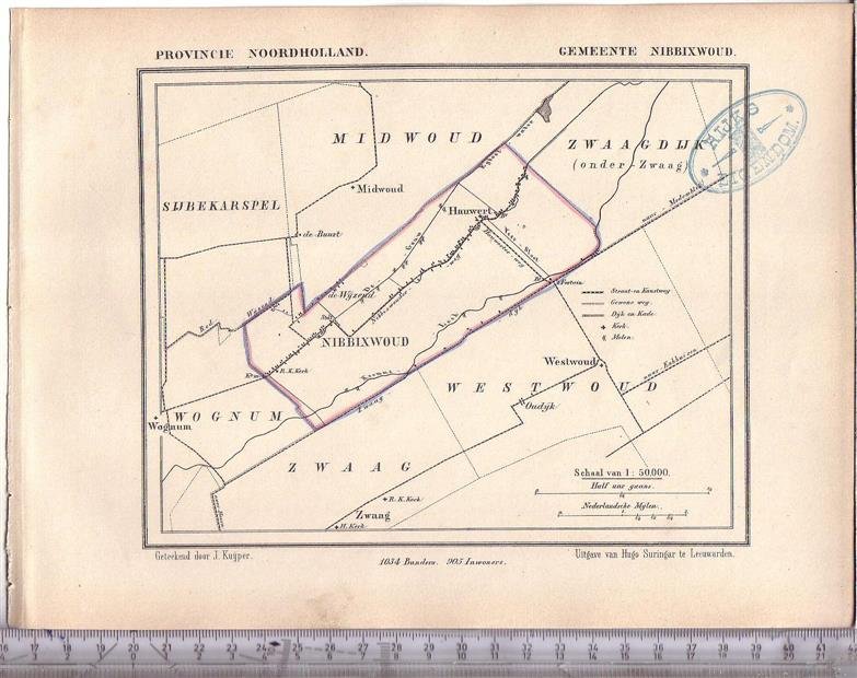 Kuyper Jacob. - Nibbixwoud.  Map Kuyper Gemeente atlas van Noord Holland