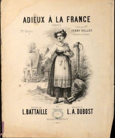 Keller, Fanny: - Adieux à la France. Romance. Musique de L.A. Dubost