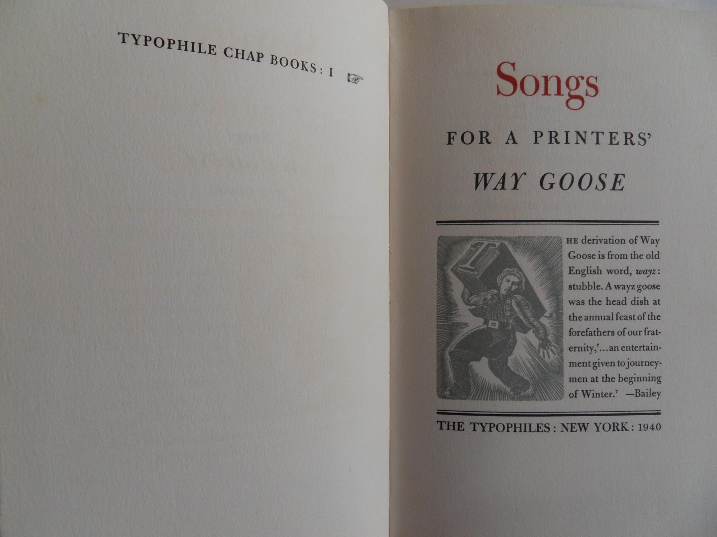 Bennett, Paul A. - Songs for a Printers` Way Goose. [ 300 Copies - This is the Printers` copy ].