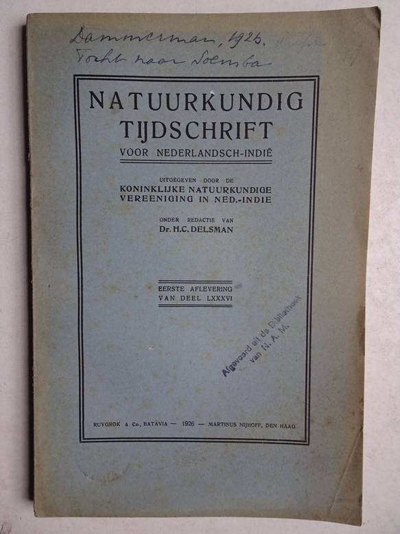 Delsman, H.C. (red.). - Natuurkundig tijdschrift voor Nederlandsch-Indië. Eerste aflevering van deel LXXXVI.