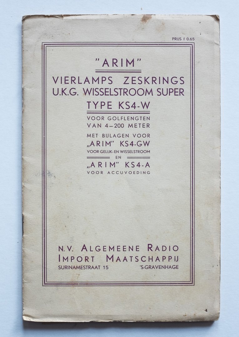 ARIM - "ARIM" Vierlamps  Zeskrings U.K.G. Wisselstroom Super Type KS4-W voor golflengten van 4 - 200 meter