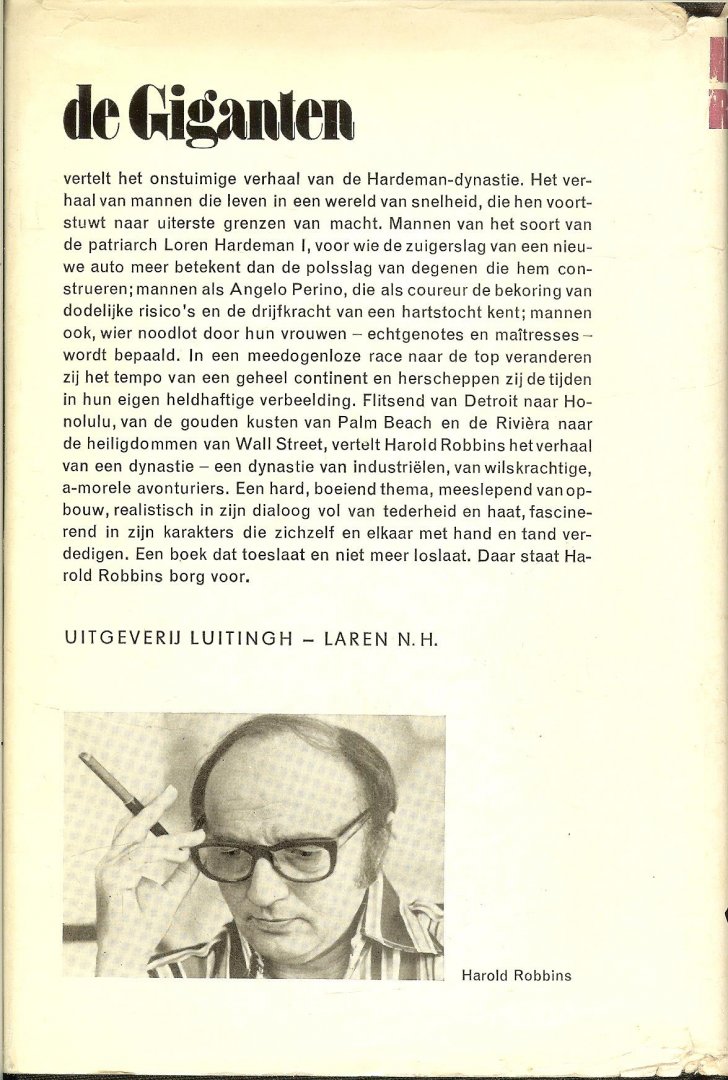 Robbins Harrold .. Vertaald Gerard Grasman ..  Omslagontwerp  Henk de Boer - De Giganten
