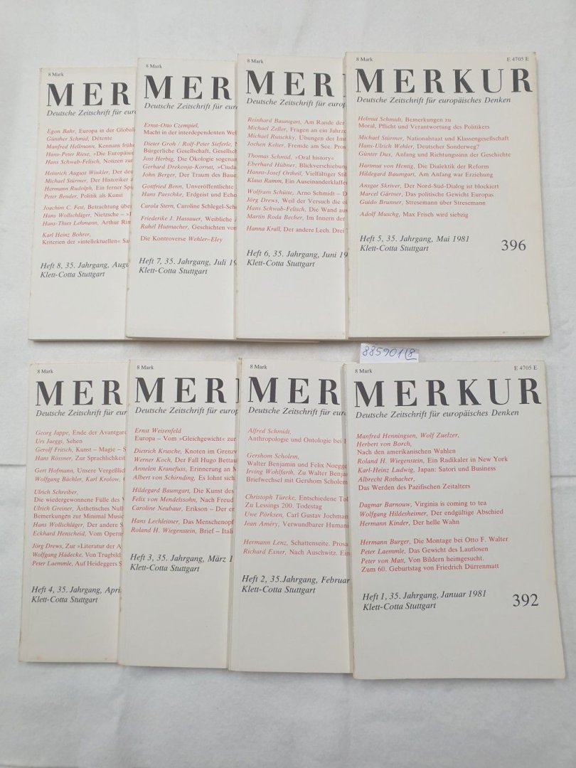 Moras, Joachim und Hans Paeschke (Hrsg.): - (1981) Merkur : Deutsche Zeitschrift für europäisches Denken : Jhg. 1981 : Heft 1-8 :