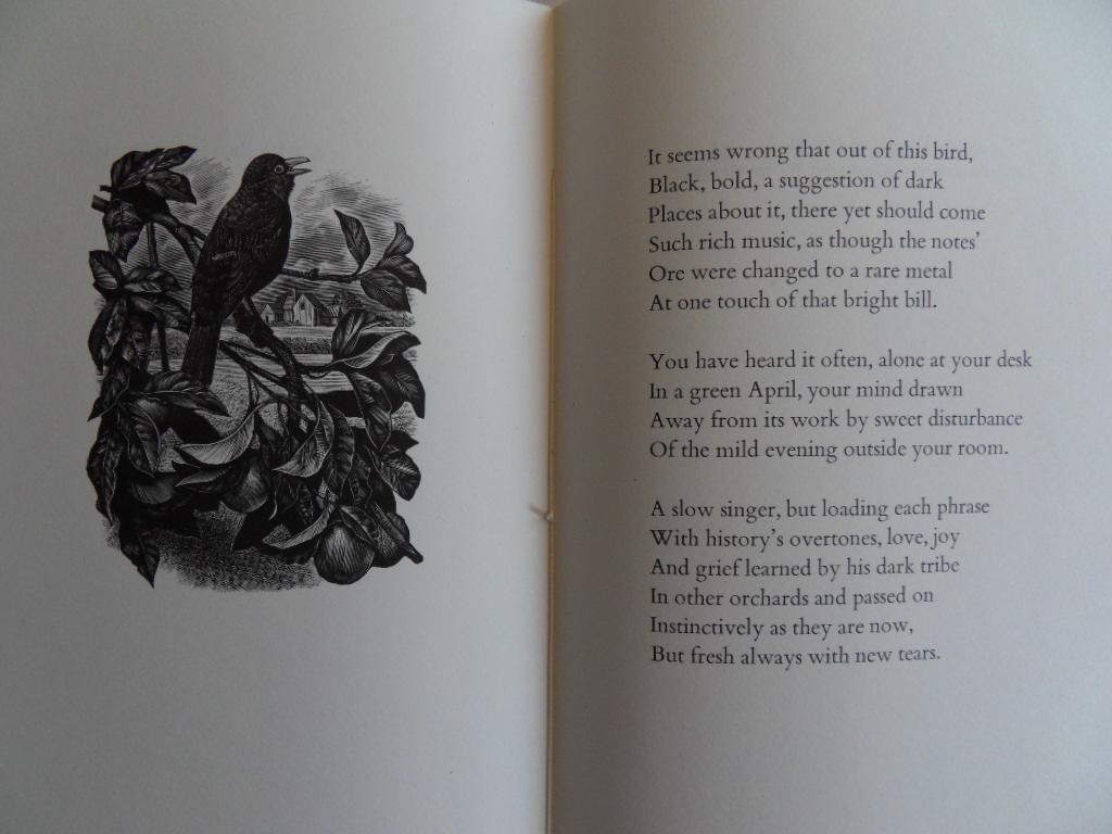 Thomas, R.S. - A Blackbird Singing. [ with woodengraving by Christopher Wormwell ]. [ Genummerd exemplaar 230 / 400 ].