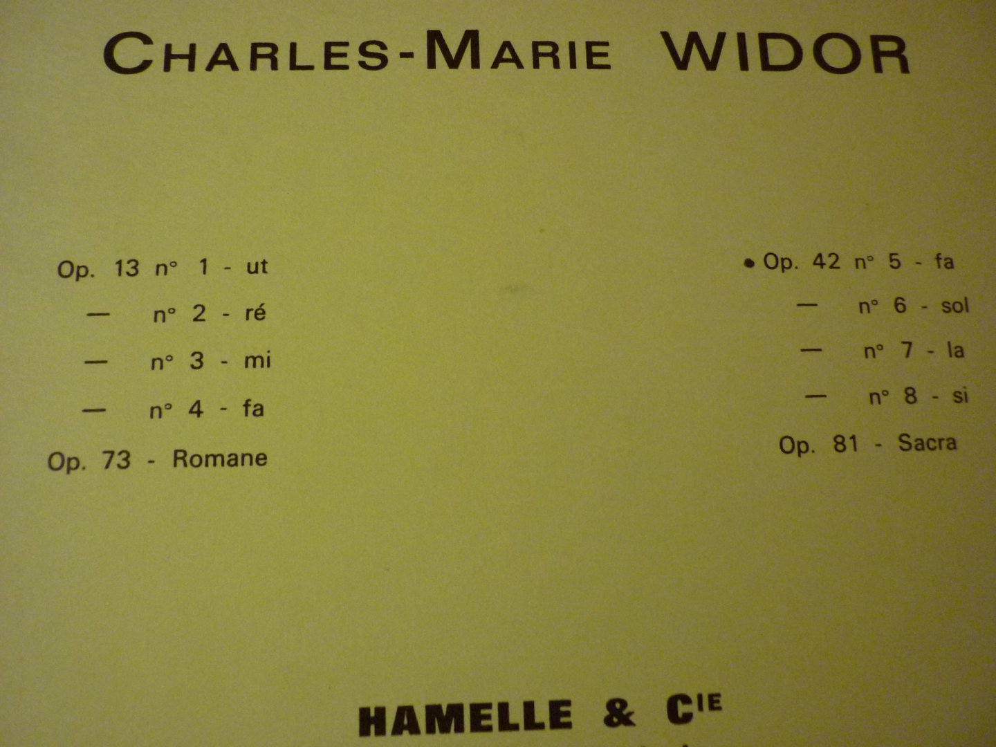 Widor; Charles-Marie - Symphonies pour Orgue; Symphonies op. 13 et 42 pour orgue. 2me série Op. 42. No. 5. En fa. Nouvelle édition, revue, corrigée et entièrement modifiée par l`auteur (1914-1918)