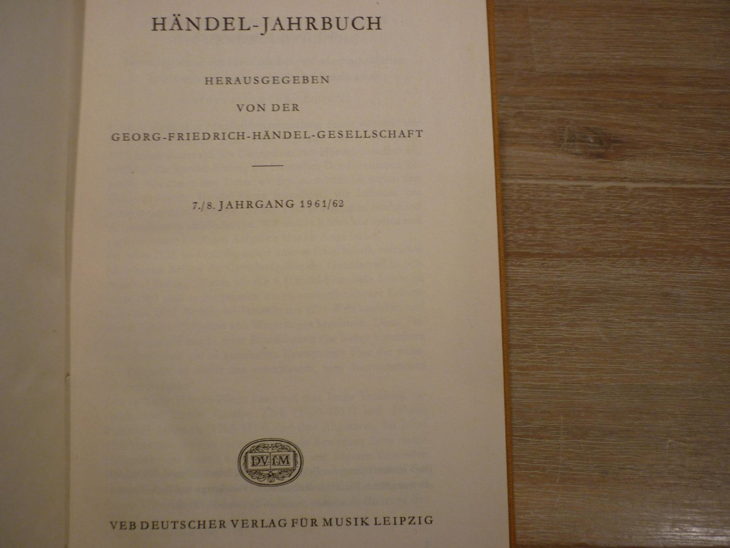 Händel; Georg Friedrich (1685–1759) - Jahrbuch 7./8. jahrgang 1961/62; herausgegeben von der Georg-Friedrich-Händel-Gesellschaft