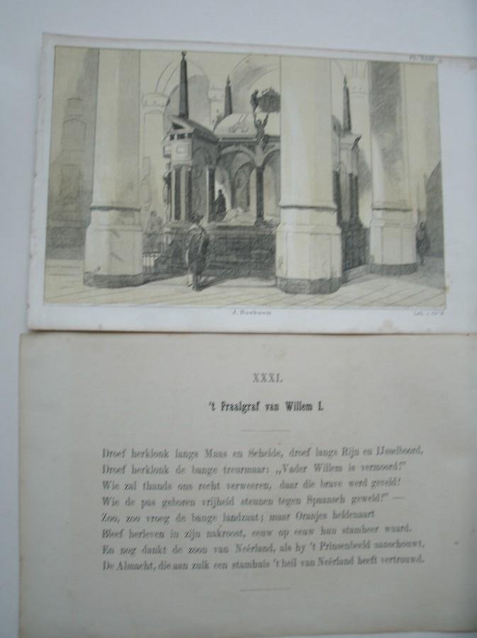 antique print (prent) - (Willem de eerste) Het praalgraf van Willem I.