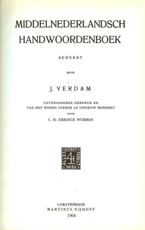 Verdam - Middelnederlandsch handwoordenboek