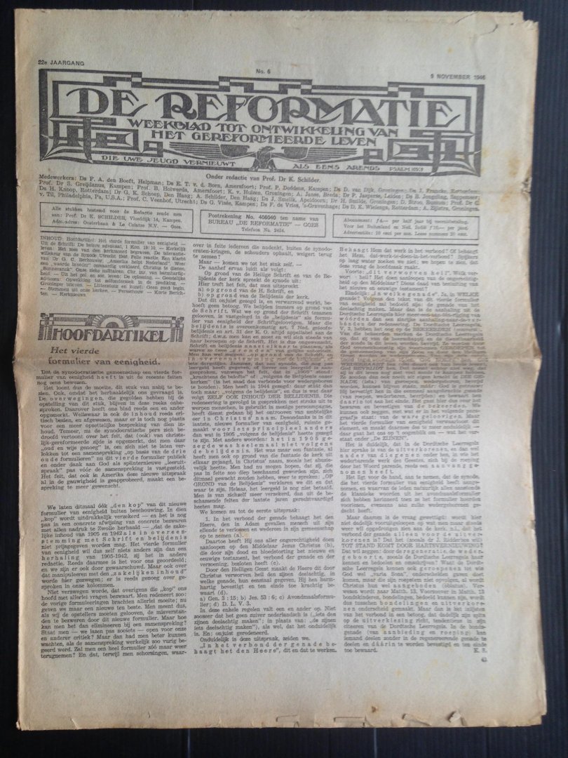  - Krant De Reformatie, Weekblad tot ontwikkeling van het gereformeerde leven