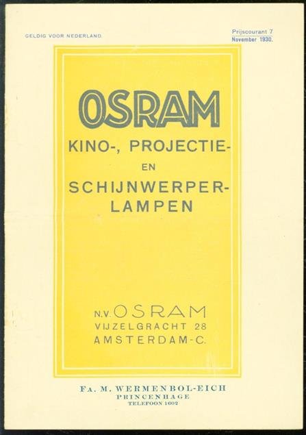 n.n - (BEDRIJF CATALOGUS - TRADE CATALOGUE) OSRAM Kino- Projectie en Schijnwerperlampen