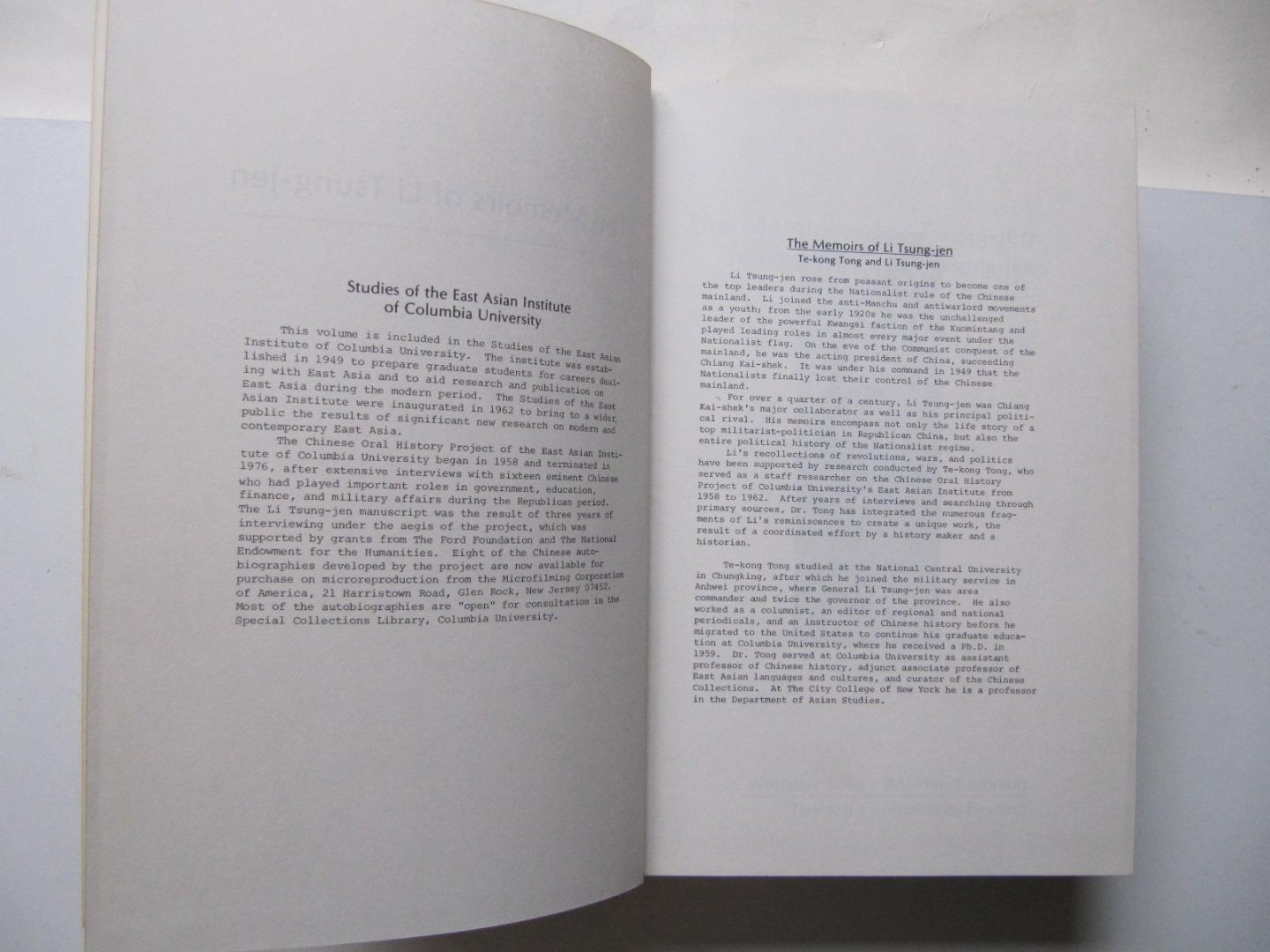 Te-kong Tong and Li Tsung-jen - The Memoirs of Li Tsung-Jen