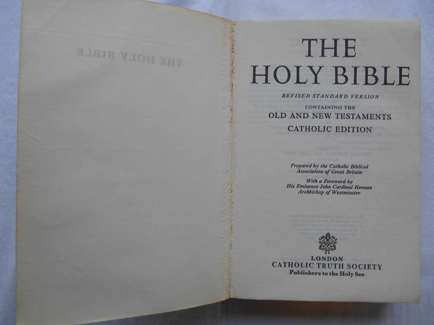Catholic Biblical Association of Great Britain - The Holy Bible, Old and New Testaments Catholic Edition