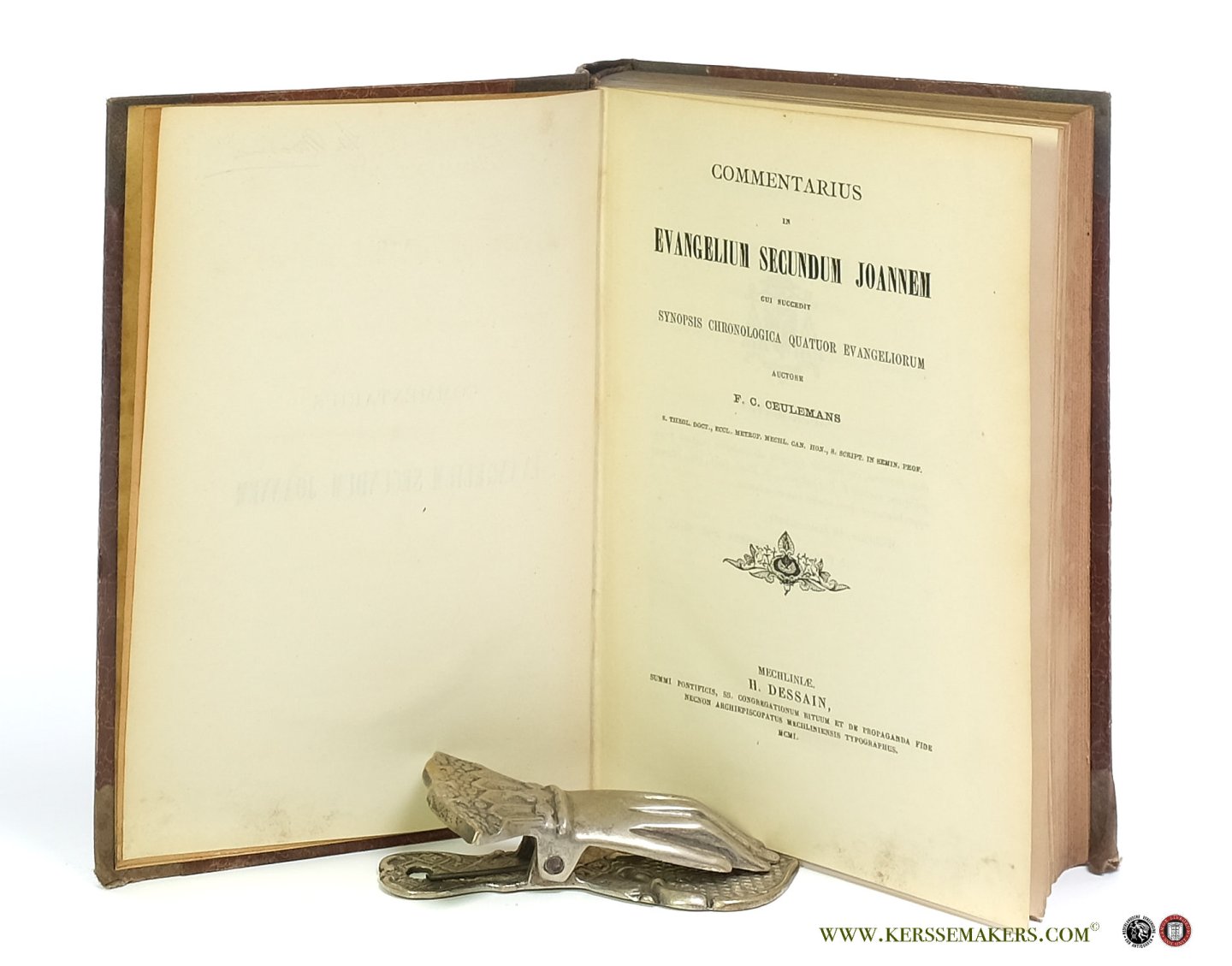 Ceulemans, F. C. - Commentarius in Evangelium Secundum Joannem cui succedit Synopsis Chronologica Quatuor Evangeliorum. & Evangelium Secundum Marcum et in Evangelium Secundum Lucam [ 2 volumes in 1 binding ].
