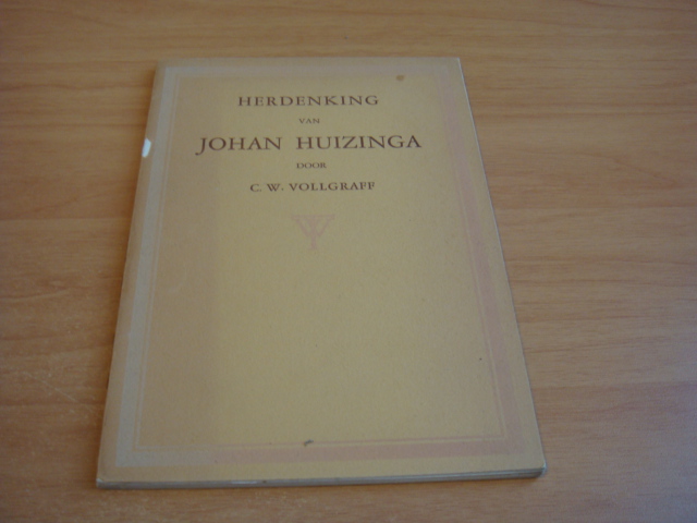 Vollgraff, C.W. - Herdenking van Johan Huizinga