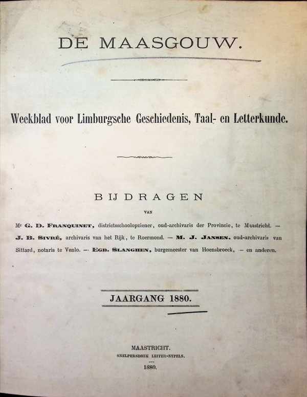 collectief - De Maasgouw  Weekblad voor Limburgsche geschiedenis, taal- en letterkunde 2e jaargang  1880
