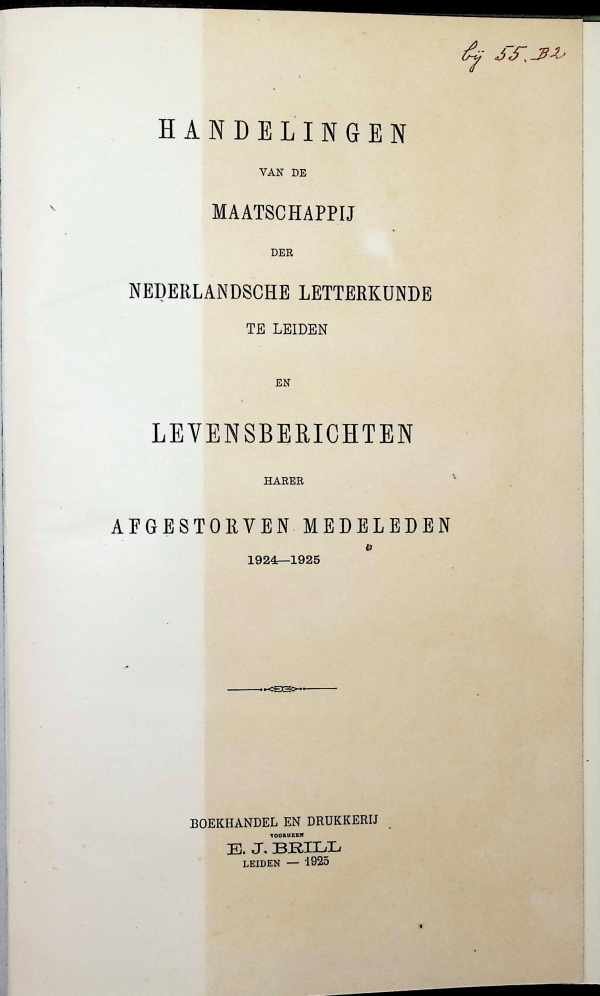 Collectief - Handelingen van de Maatschappij der Nederlandsche Letterkunde te Leiden en Levensberichten harer Afgestorven Medeleden 1924-1925