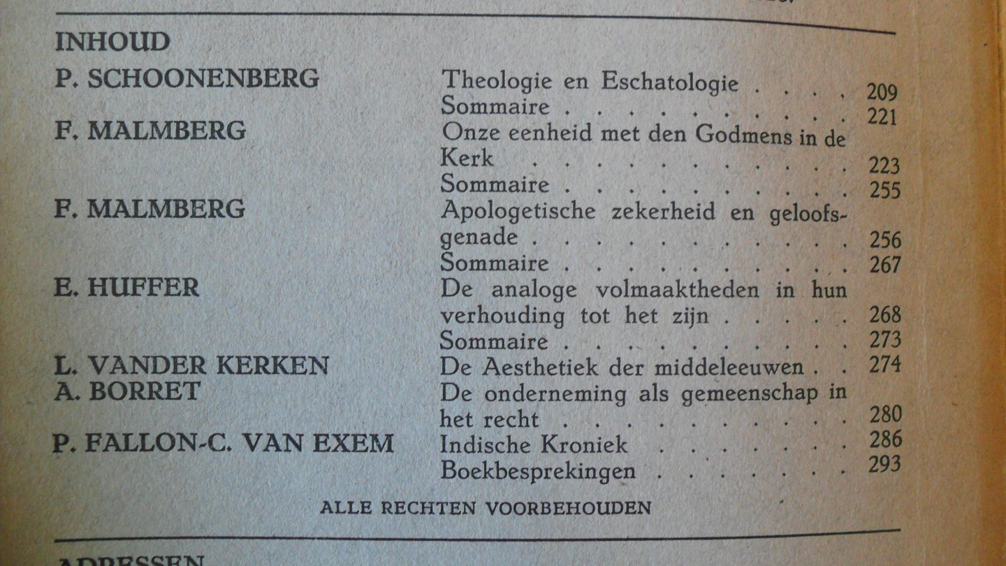Schoonenberg/ Borret/ van Exem e.a. - Bijdragen van de Philosophische en Theologische faculteiten der Nederlandsche Jezuieten