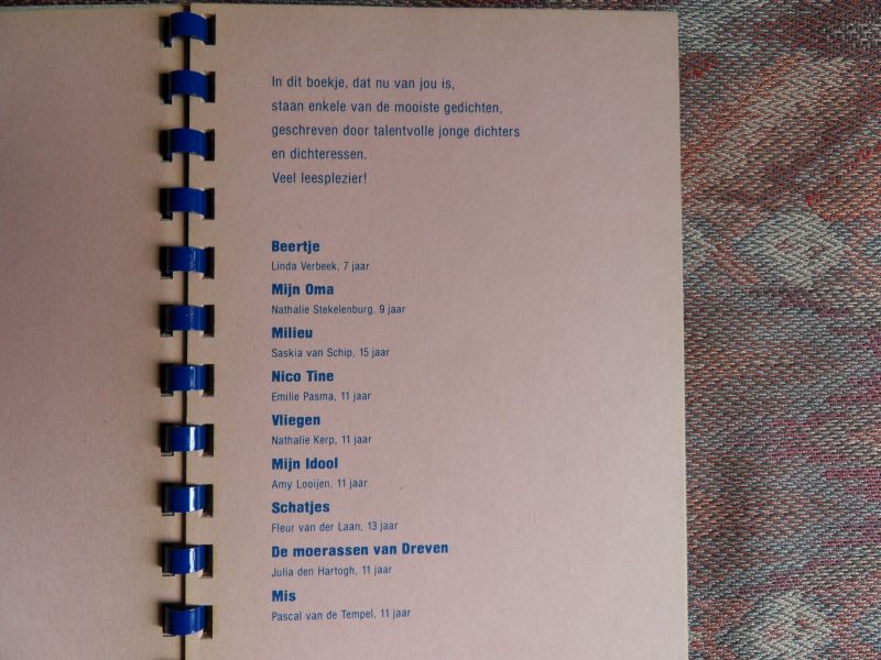 Schaap, Martine; Frederik, Victor; Klein, Liesbeth [selecteerden de winnende 21 gedichten). - Kinderpoëzie.
