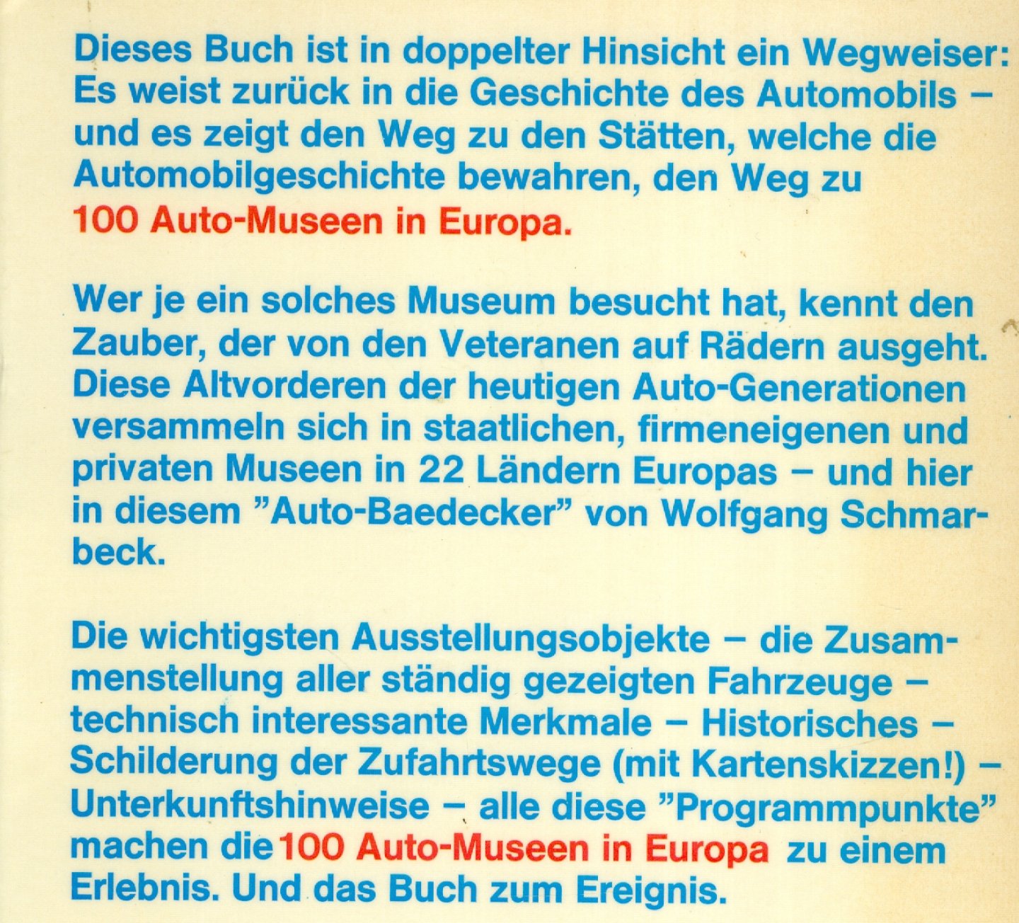 Schmarbeck, Wolfgang - 100 Auto-Museen in Europa